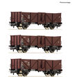 H0 3-tlg. Set: Offene Güterwagen